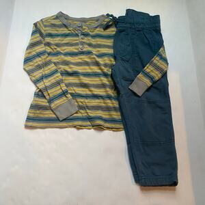 Tea Collection Striped Long Sleeve Henley Shirt Pants Outfit